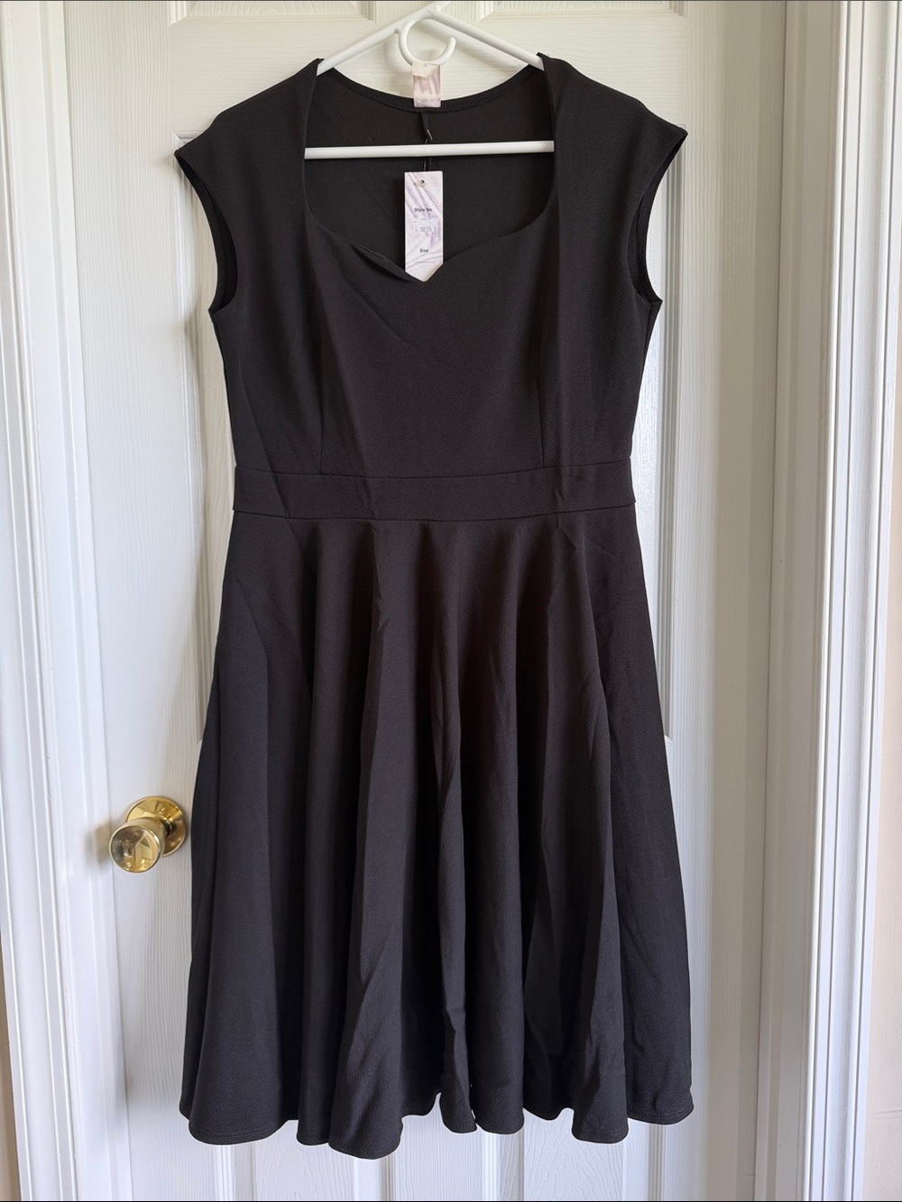NWT Black Midi Fit-and-Flare Dress with Cap Sleeves